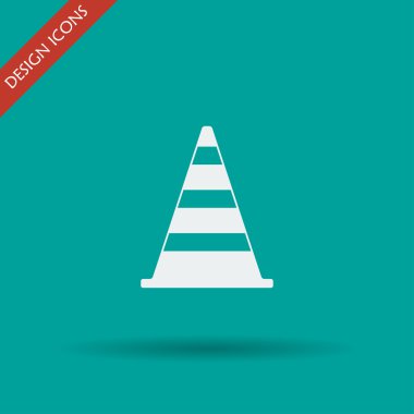 trafik koni düz simgesi.