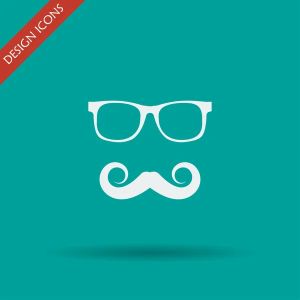 Ícone de vetor de bigode e óculos . —  Vetores de Stock