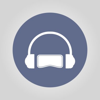 Sanal gerçeklik kulaklık simge, düz tasarım,