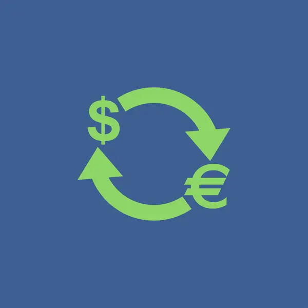 Ícone de conversão de dinheiro. Dólar do euro — Vetor de Stock