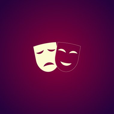 mutlu ve hüzünlü maskeleri ile tiyatro simgesi.