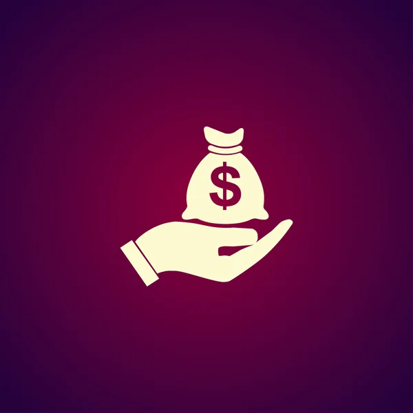 Money insurance sign. Hand holds cash bag in Dollars symbol. Modern UI website navigation. Vector — Stock Vector