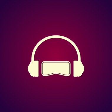 Sanal gerçeklik kulaklık simge, düz tasarım,