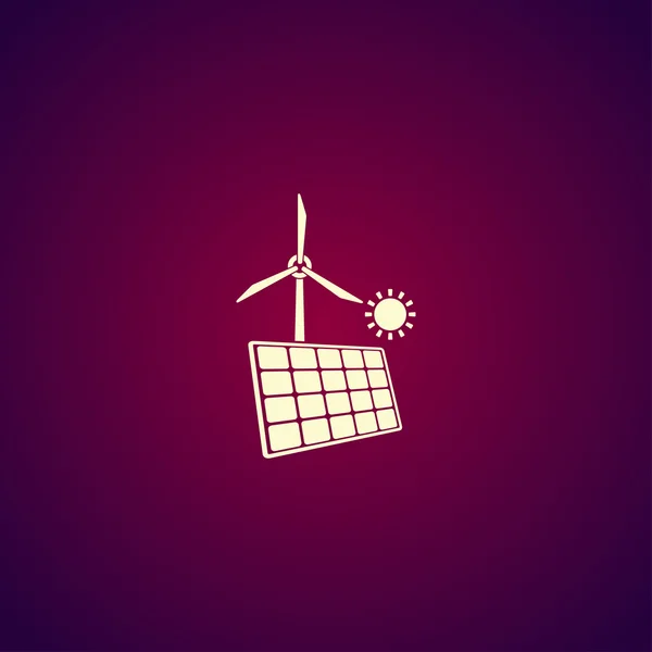 Solar panel icon and wind turbine icon. — Stock Vector