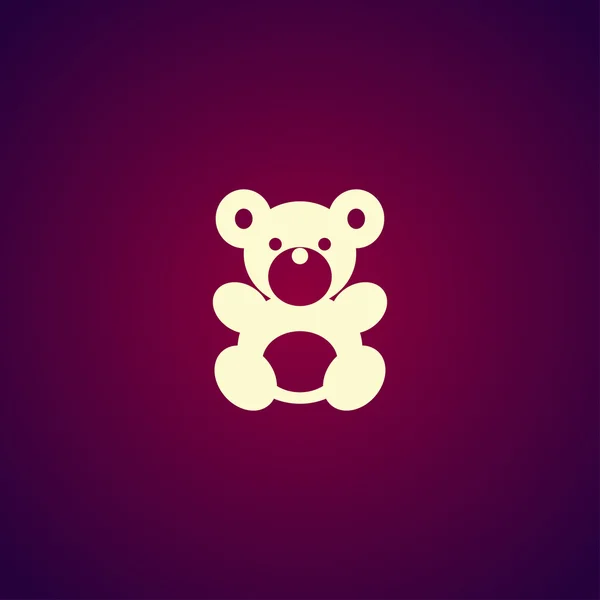 Teddy bear plush toy flat icon — Stock Vector