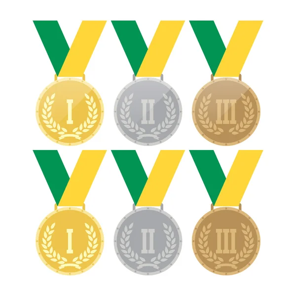 Set of gold medals, silver medals and bronze medals. Concept illustration for design. — Stock Vector