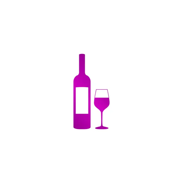 Garrafa de vinho e silhueta de vidro — Vetor de Stock