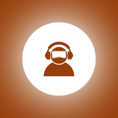 Sanal gerçeklik kulaklık simge, düz tasarım,