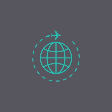 Seyahat Dünya ve uçak simgesi.