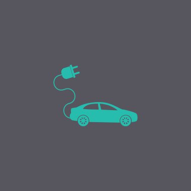 elektrikli otomobil simgesi. Düz tasarım stili