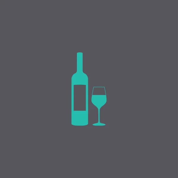 Bottiglia di vino e silhouette di vetro — Vettoriale Stock