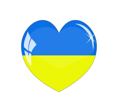 Vektör - Ukraineflag kalp parlak düğme