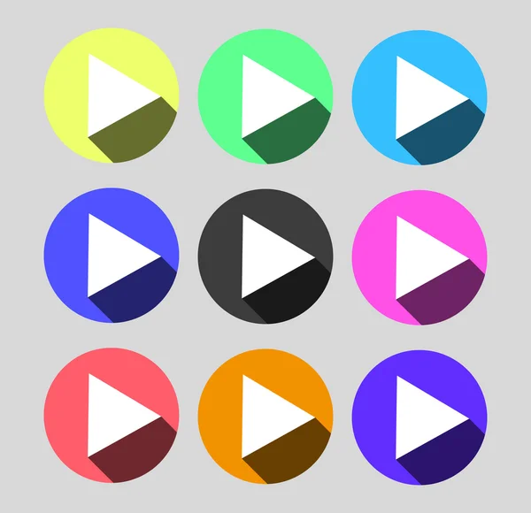 Play Circular Vector Colorful Web Icon Set Button — Stock Vector
