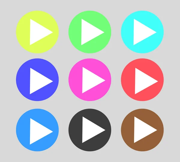 Spelen circulaire Vector kleurrijke Web Icon Set-knop — Stockvector
