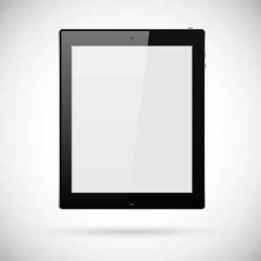 Beyaz arkaplanda boş ekran izole edilmiş gerçekçi tablet bilgisayar. Vektör eps10 illüstrasyonu