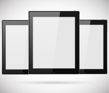 Beyaz arkaplanda boş ekran izole edilmiş gerçekçi tablet bilgisayar. Vektör eps10 illüstrasyonu
