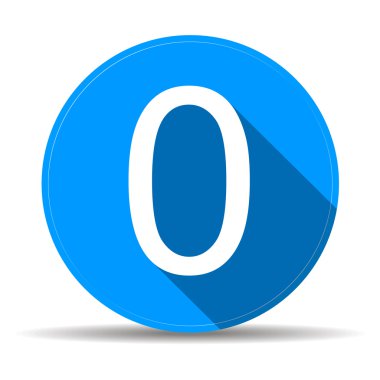 Uzun gölge ile mavi 0 düz kutsal kişilerin resmi düğme