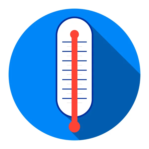 Плоский стиль с длинными тенями, иллюстрация вектора термометра . — стоковый вектор