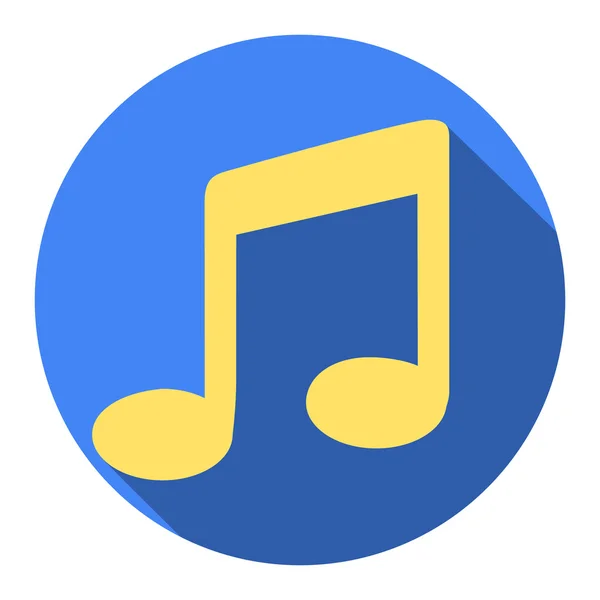 Música Flat Blue Icono simple con sombra larga, aislado sobre fondo blanco — Vector de stock