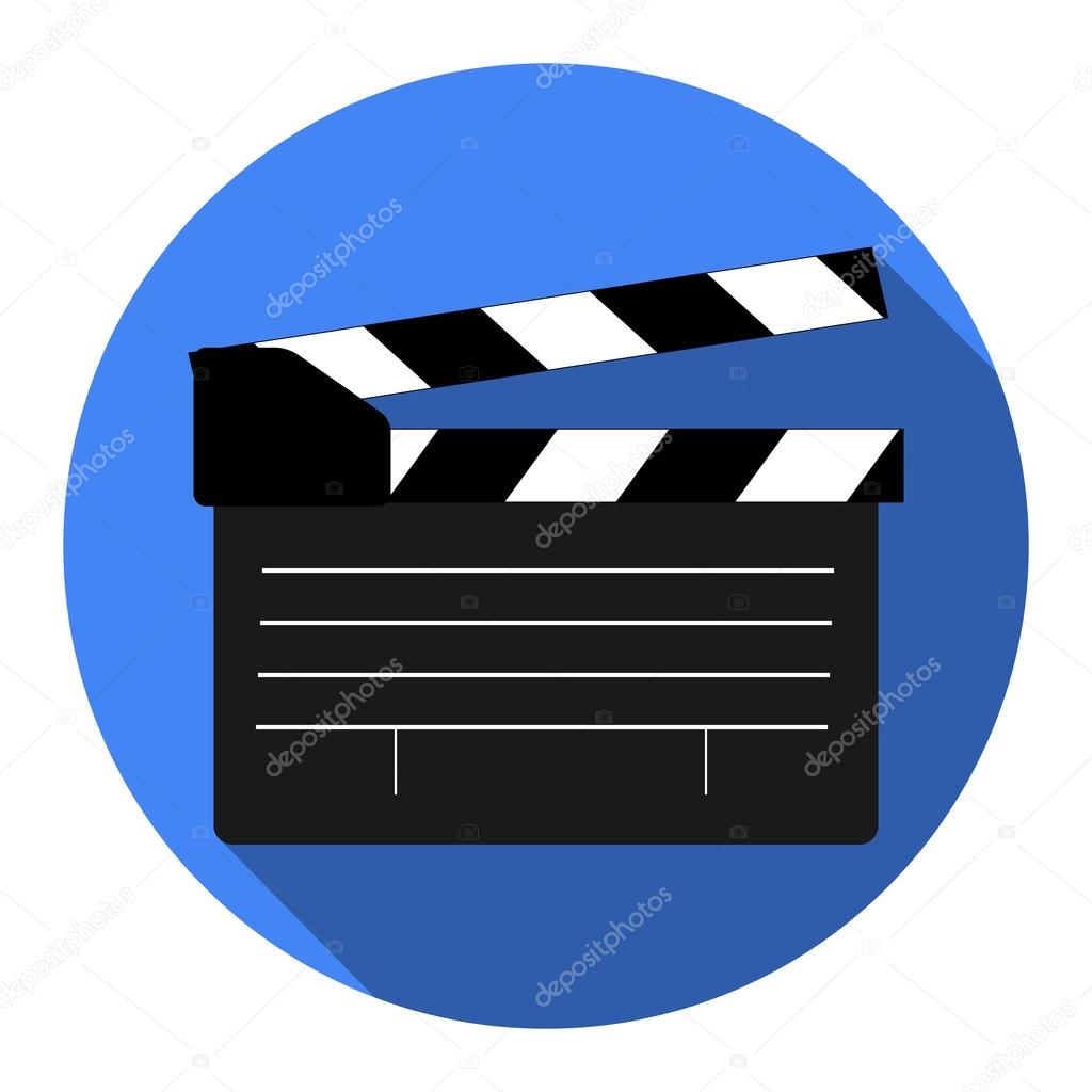 Film maker clapper board  icon. Flat design style
