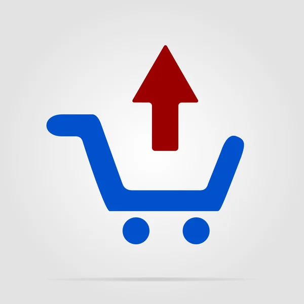 Carrito de compras Flat Blue Icono simple con sombra larga — Vector de stock