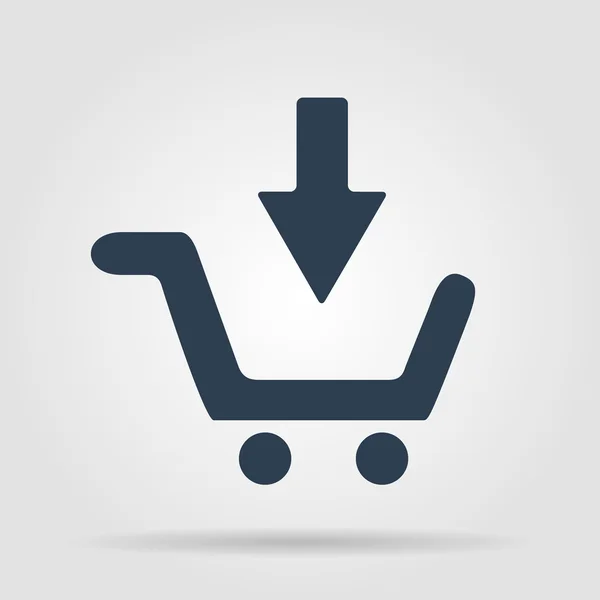 Carrito de compras Flat black Icono simple con sombra larga — Vector de stock