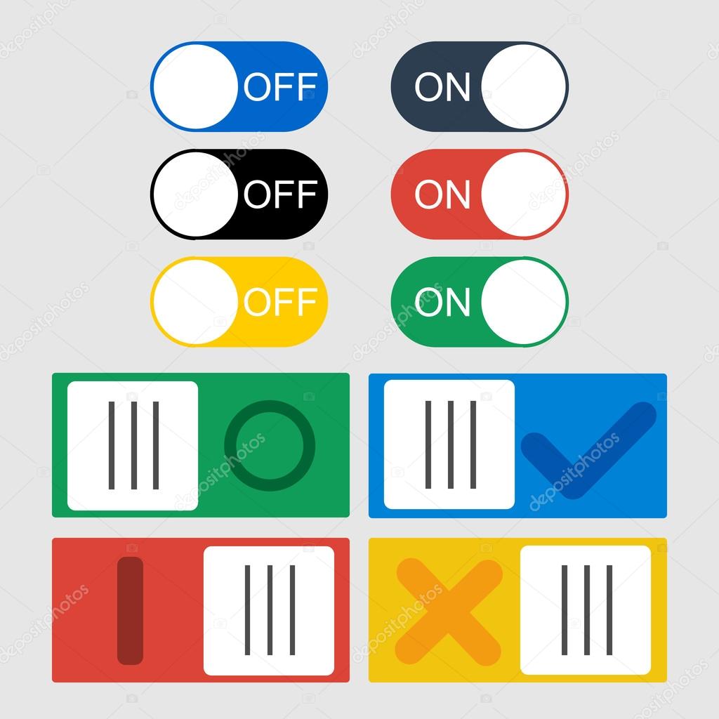 Vector Toggle switch icons. 