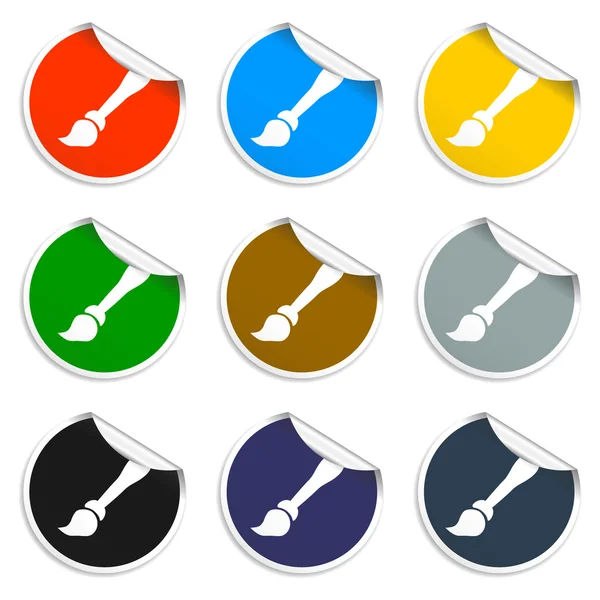 Paint brush-ikonen vektor. Uppsättning av Tom klistermärken — Stock vektor