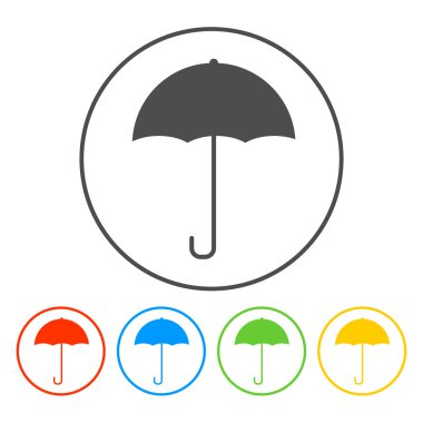 Şemsiye simgesi. Yağmur koruma sembolü. Düz tasarım biçimi.