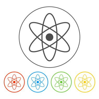 Soyut fizik modeli ikonu, vektör illüstrasyonu. Düz tasarım biçimi