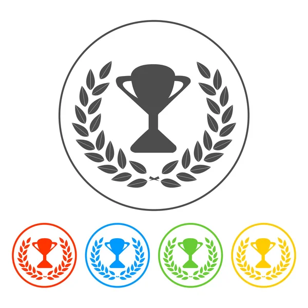 Trofeo e icono de premios sobre fondo blanco. Ilustración vectorial . — Vector de stock