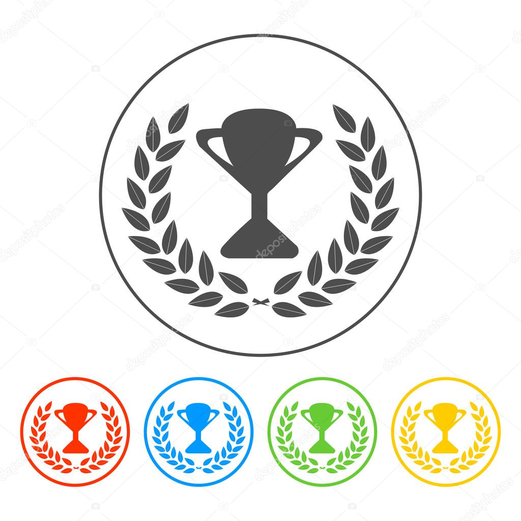 Trophy and awards icon on white background. Vector illustration.