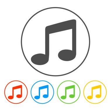 Beyaz arka plan üzerinde izole müzik düz basit simgesi,