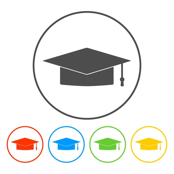 Graduatie cap pictogram — Stockvector