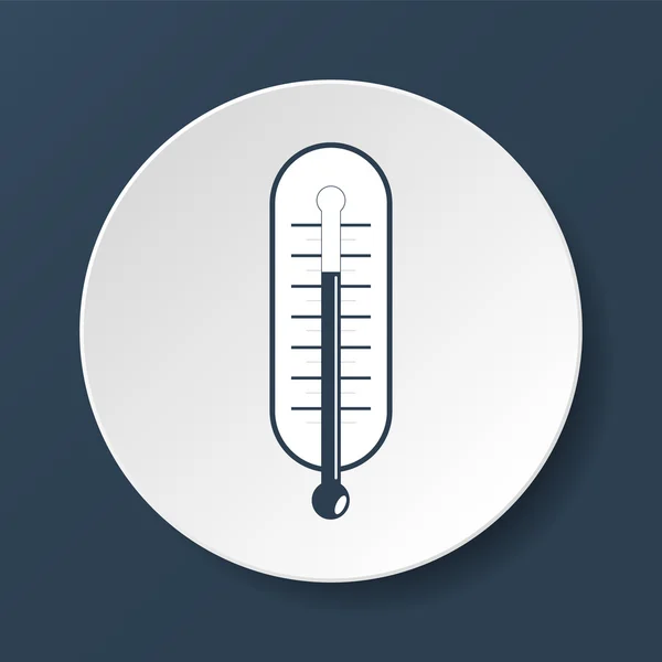 Estilo plano con sombras largas, ilustración del icono del vector del termómetro . — Vector de stock