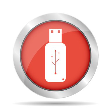 USB simge - vektör düz düğme