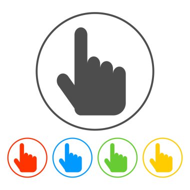 amblemi vektör çizim imzala. el ile bir düğmeye dokunarak ya da parmakla.