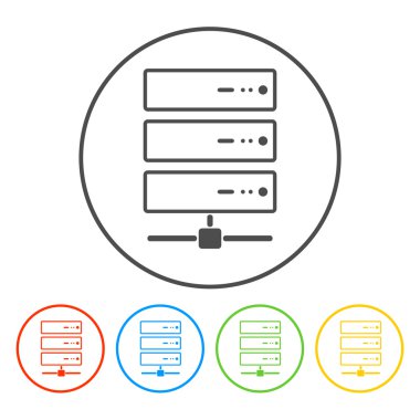 bilgisayar sunucu simgesi, düz tasarım