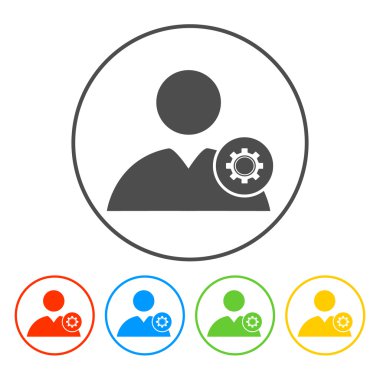 Gears'ı simge, kullanıcı simgesi. düz tasarım stili.