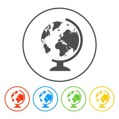 Coğrafya Okulu dünya küre web simgesi. vektör çizim.