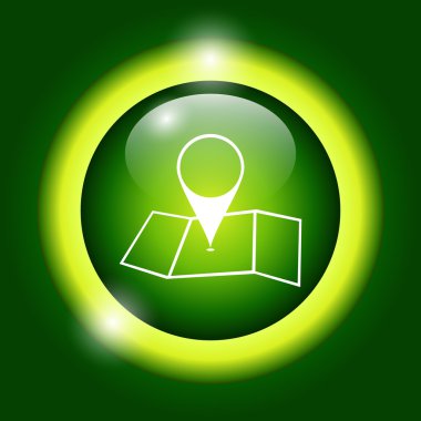 İşaretçi simgesiyle harita, vektör illüstrasyonu. Düz tasarım biçimi