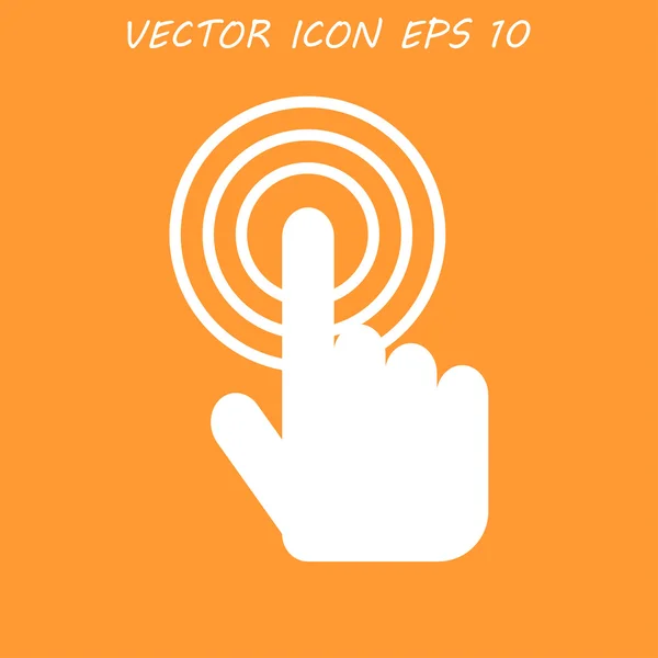 Meld u embleem vectorillustratie. hand met aanraken van een knop of vinger. — Stockvector