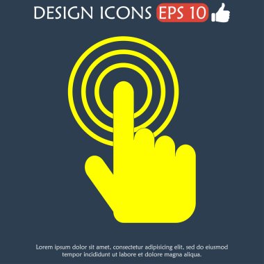 Sign emblem vector illustration. Hand with touching a button or pointing finger. clipart