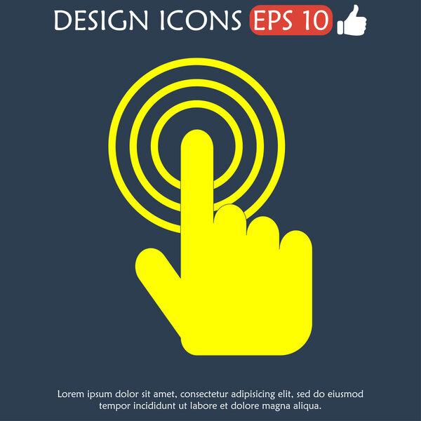 Иллюстрация вектора знака. Рука с прикосновением кнопки или указательного пальца
.