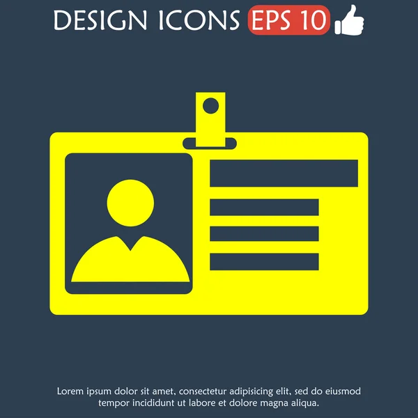 身分証明書のアイコン。フラットなデザインスタイル. — ストックベクタ