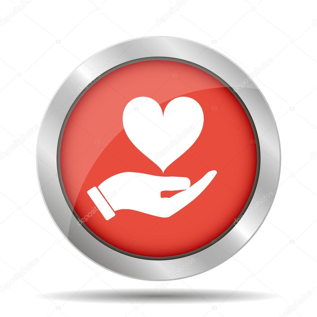 Vector icon - hands holding heart. Flat design style