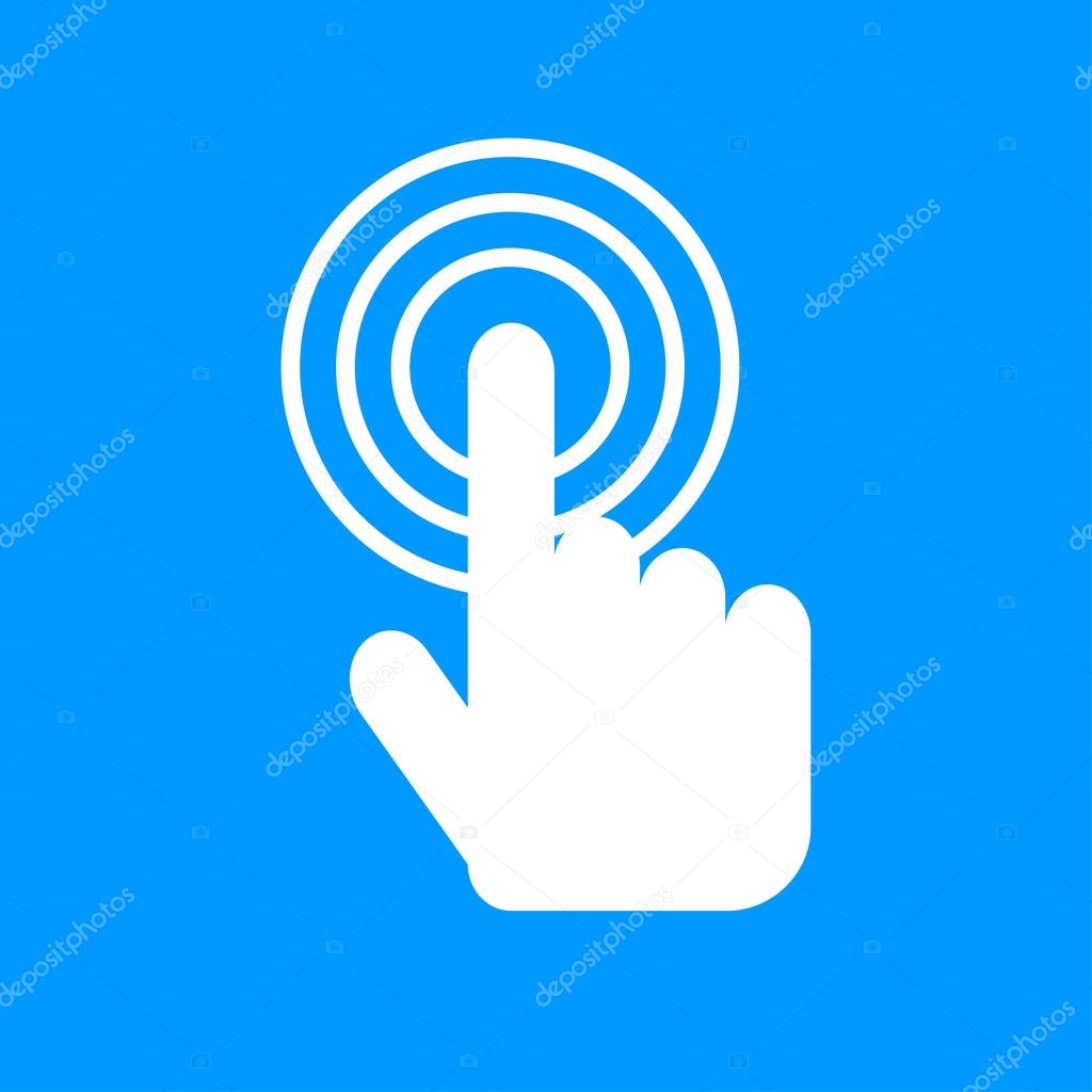 Sign emblem vector illustration. Hand with touching a button or pointing finger.