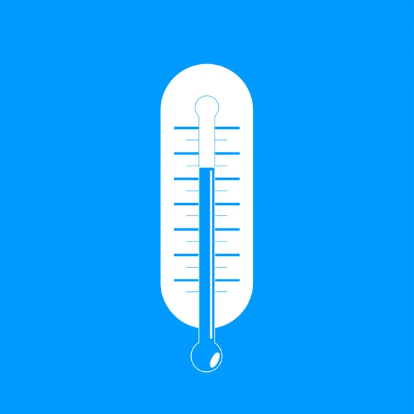 Estilo plano con sombras largas, ilustración del icono del vector del termómetro . — Vector de stock