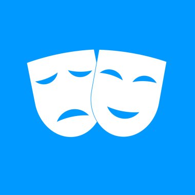 mutlu ve hüzünlü maskeleri ile tiyatro simgesi.