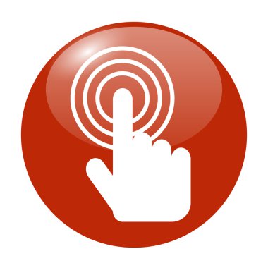 amblemi vektör çizim imzala. el ile bir düğmeye dokunarak ya da parmakla.